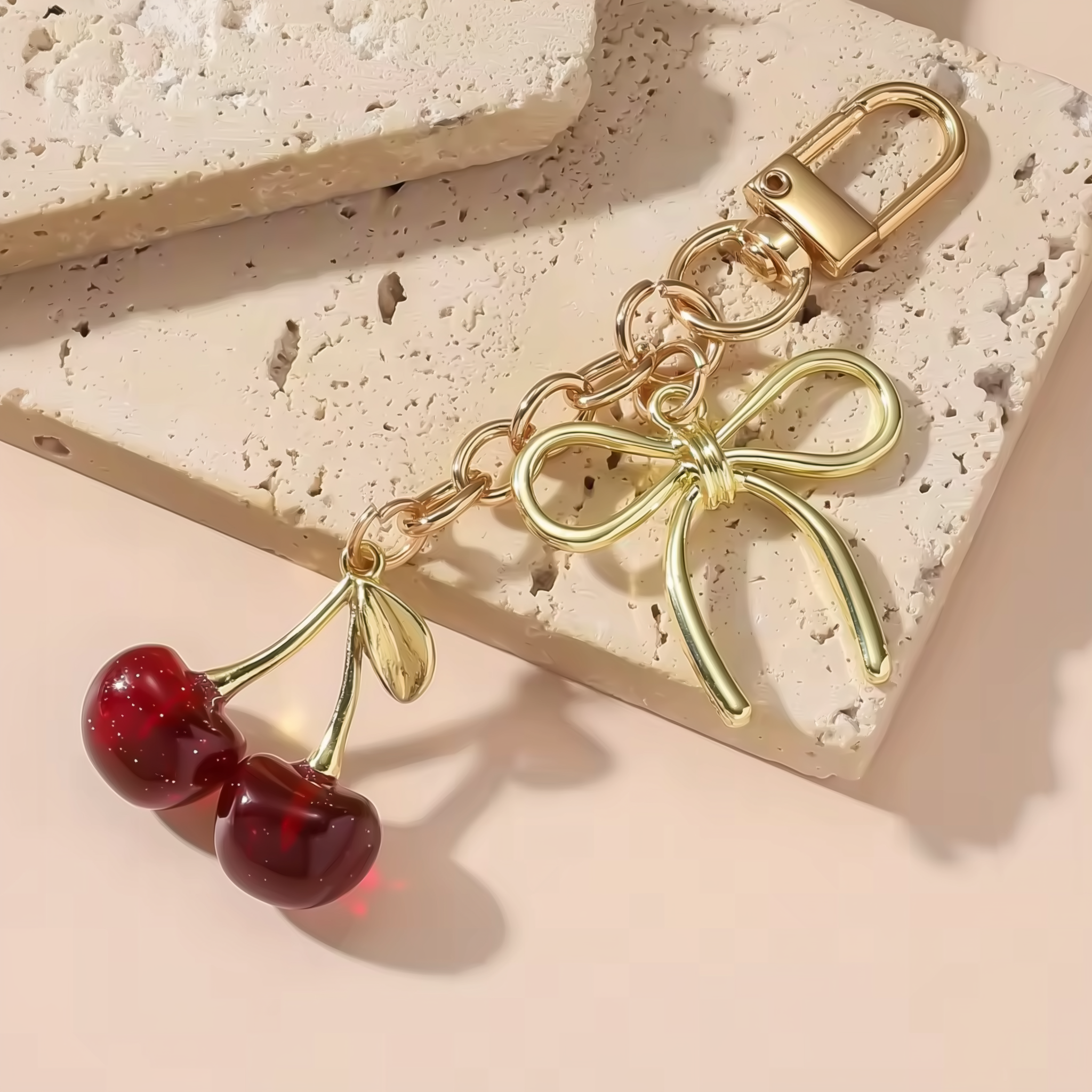 Cherry Bow Bag Charm