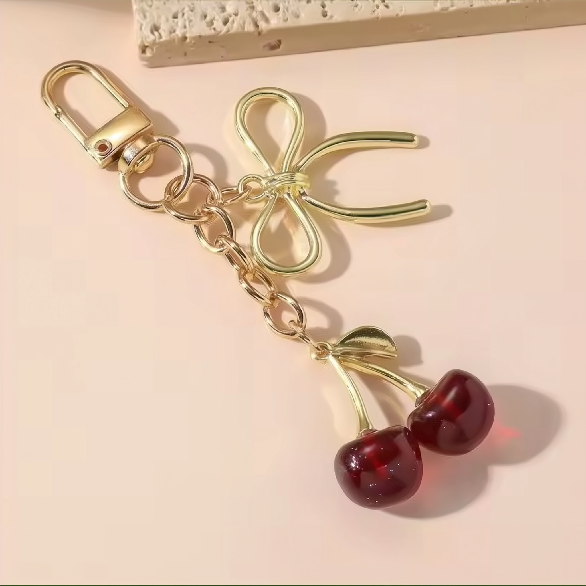 Cherry Bow Bag Charm